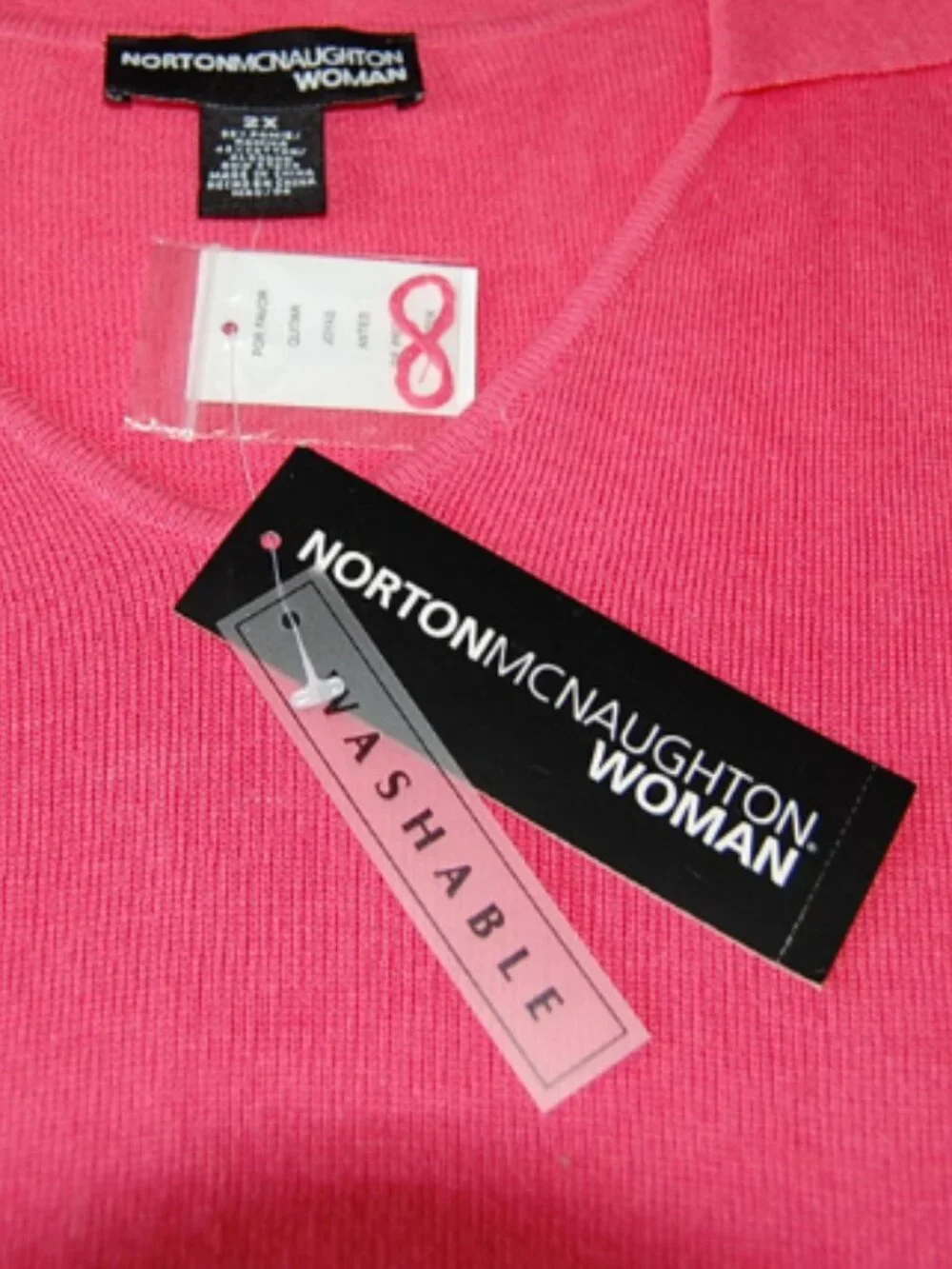 Norton McNaughton Women’s 2X Pink Tropical Floral Ramie Cotton Knit Cottagecore - Picture 8 of 12